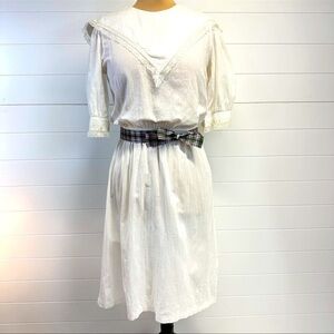 Vintage Cotton Victorian Prairie Lawn Dress w/ Puff Sleeve Size Small/Medium